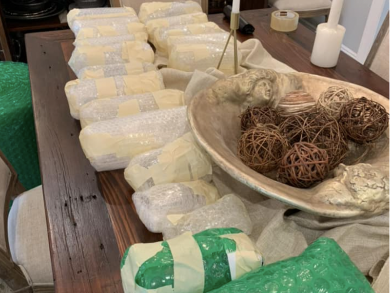 Bubble Wrapped Items Ready for Packing