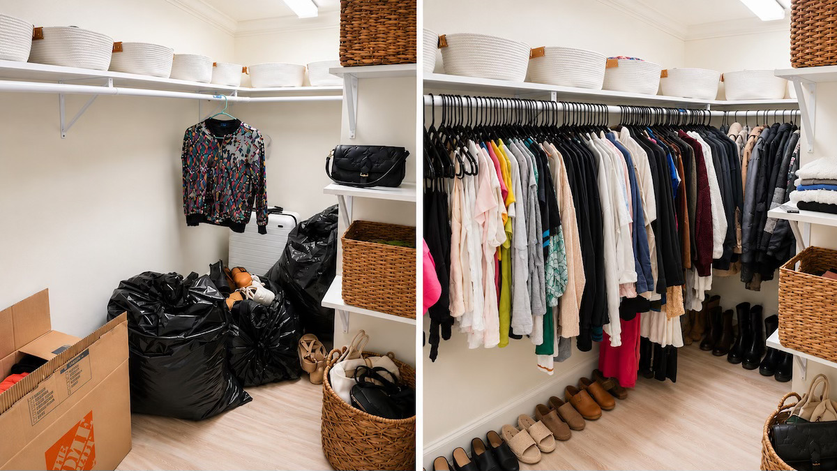 Closet organized and unpacked after a move by Nola Organizers in New Orleans