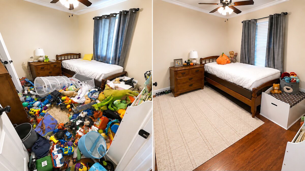 Kid's bedroom with toys organized by Nola Organizers