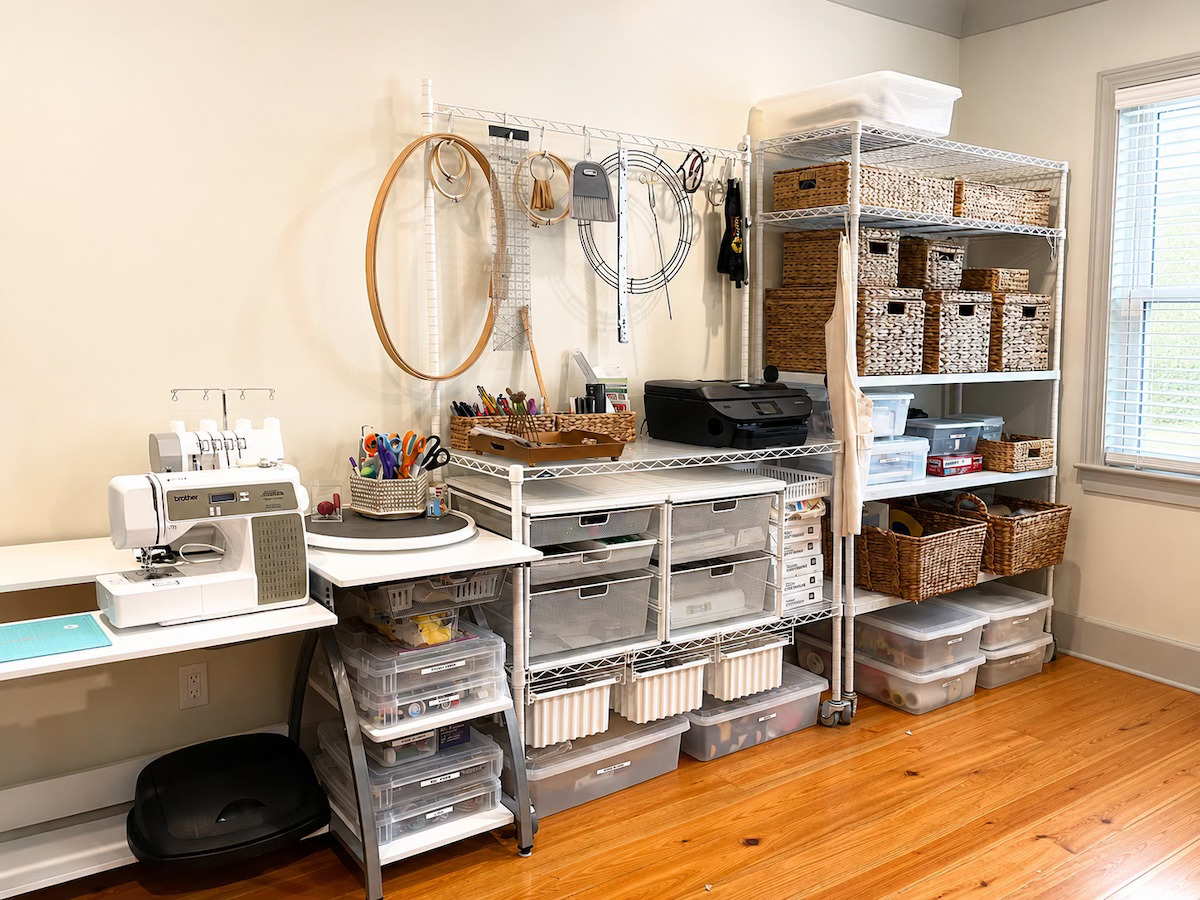 Sewing and Fabric Storage Setup - craft room organizing in New Orleans by Nola Organizers
