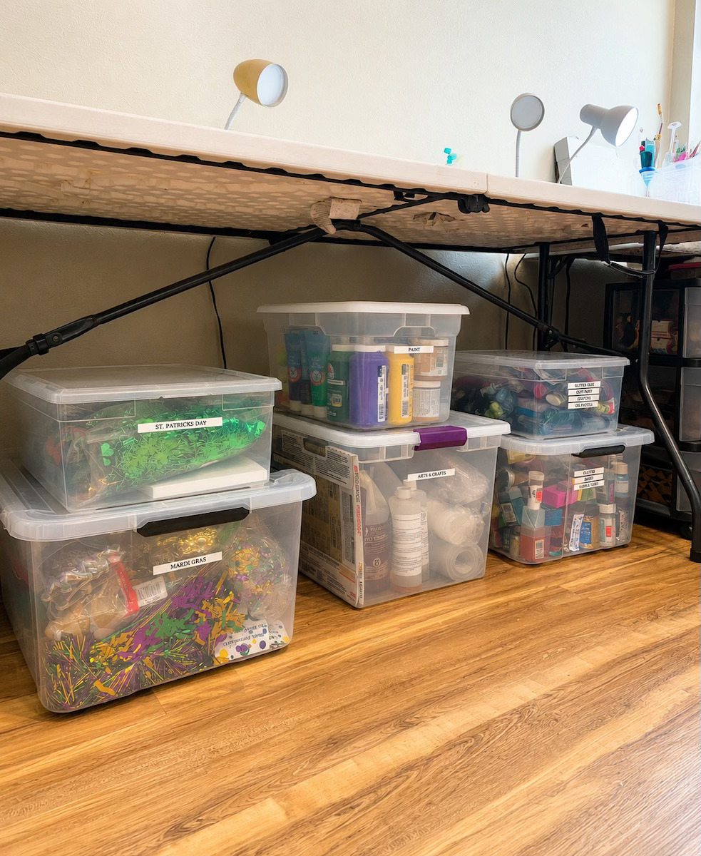 Craft supplies organized by category with clear zones by Nola Organizers