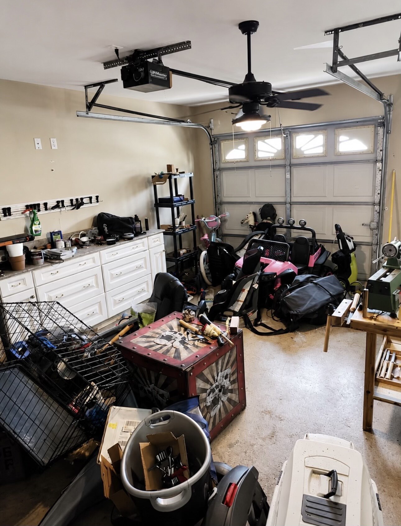 Garage work area before sorting and organization in Metairie