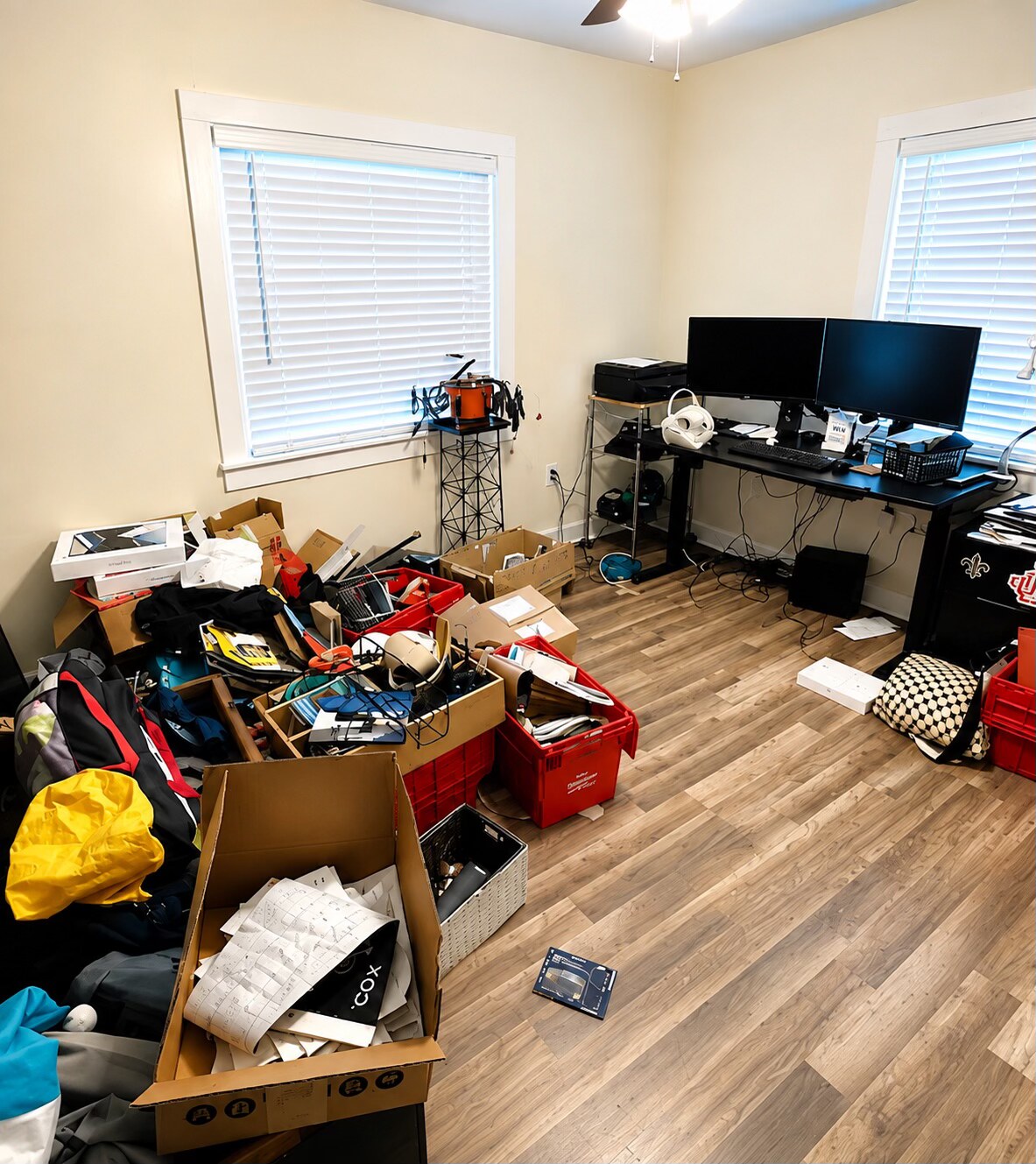 Metairie home office before Nola Organizers decluttered and organized the room