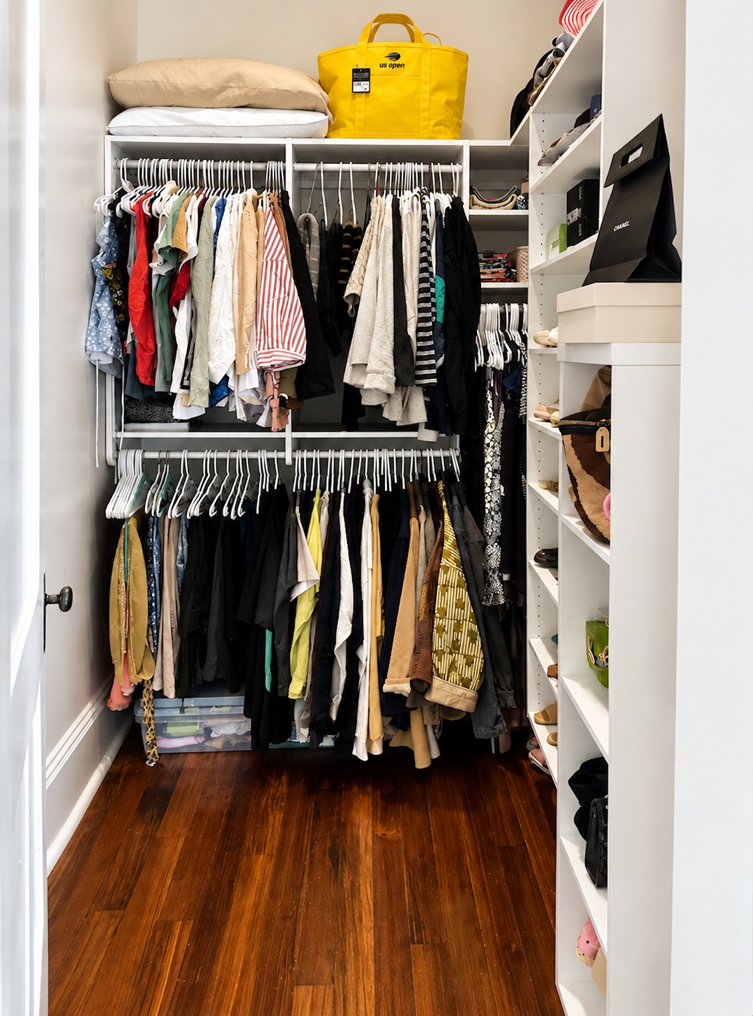 Unpacked and organized closet with a clear floor in a New Orleans home