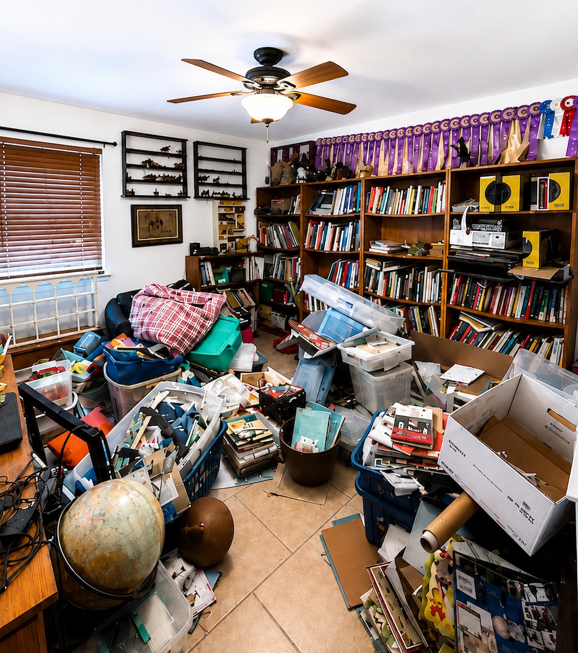 New Orleans home office before Nola Organizers decluttered and organized the room