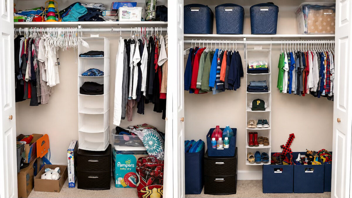 Closet Decluttering & Organizing - before and after home organizing in New Orleans