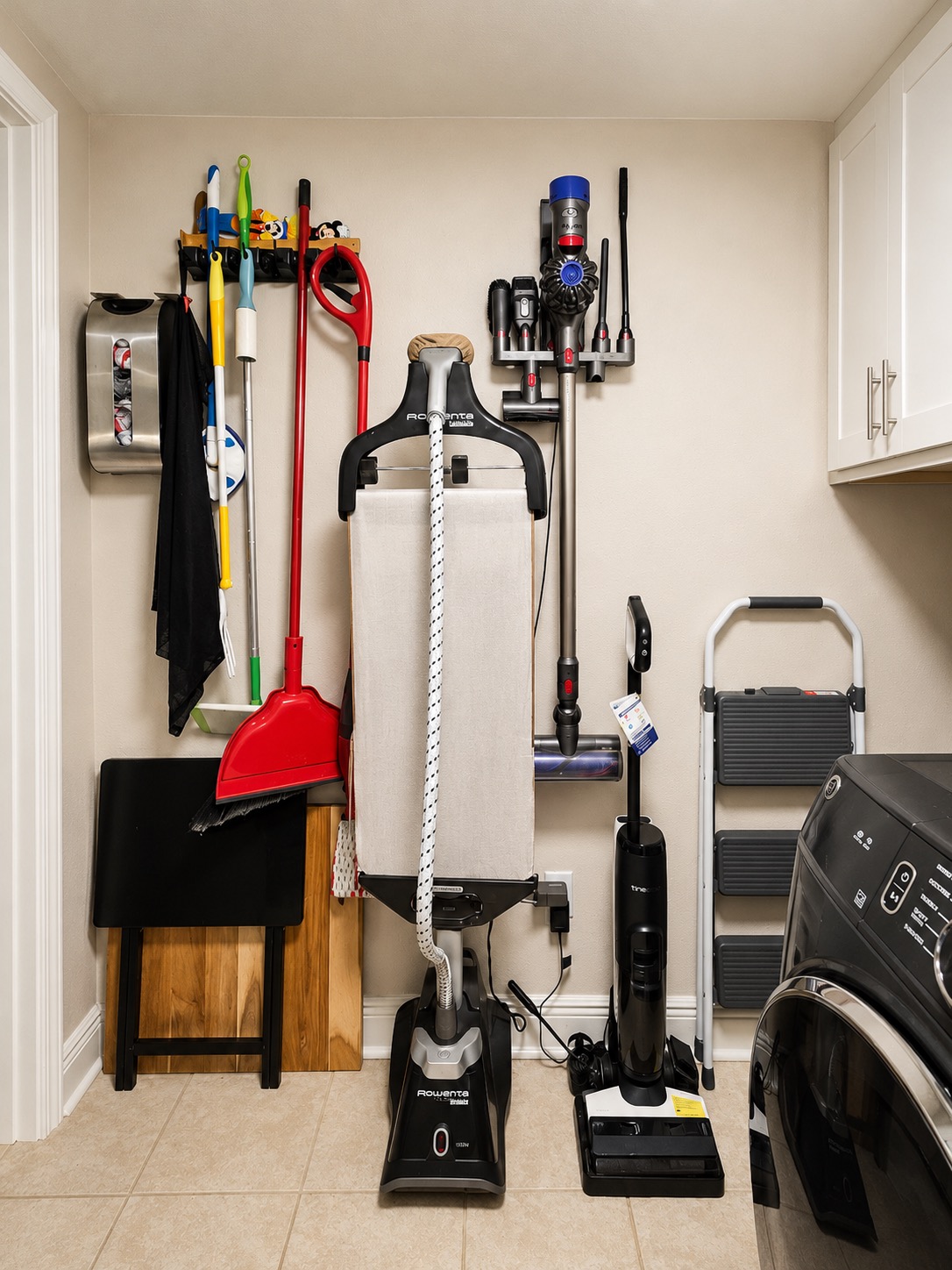 Cleaning Supplies Wall Reset - laundry room organizing in New Orleans by Nola Organizers