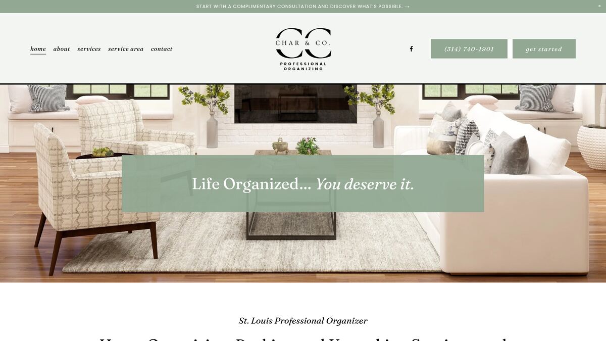 CHAR & CO. Professional Organizing website screenshot