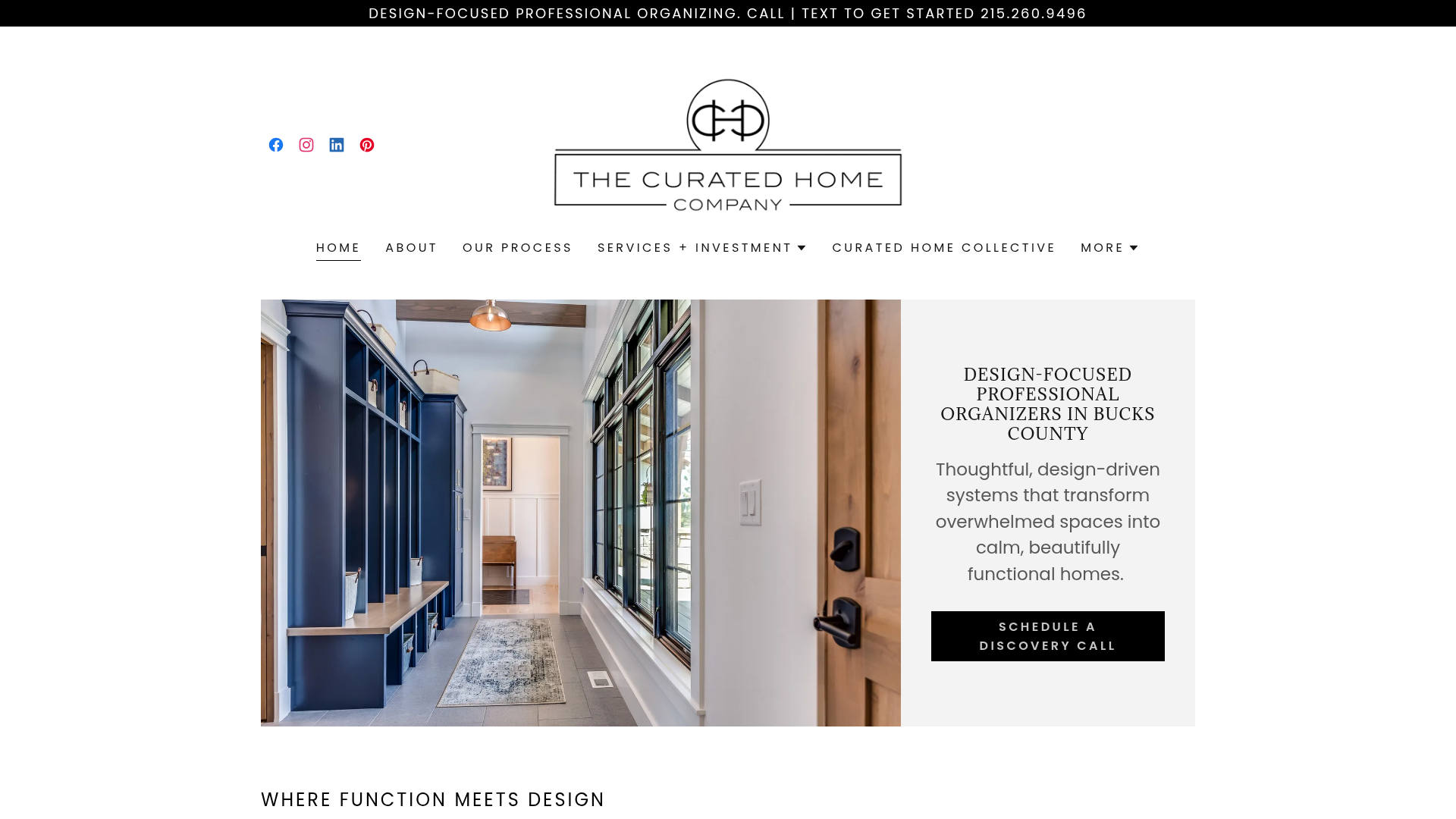 The Curated Home Company website screenshot
