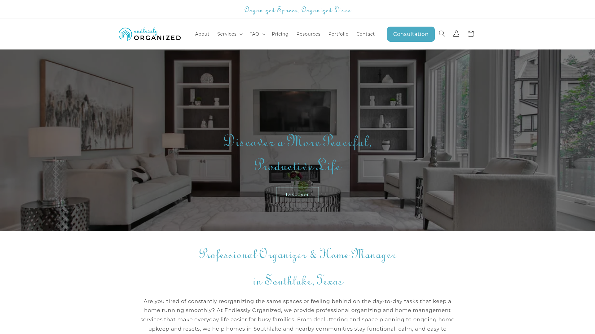 Endlessly Organized website screenshot