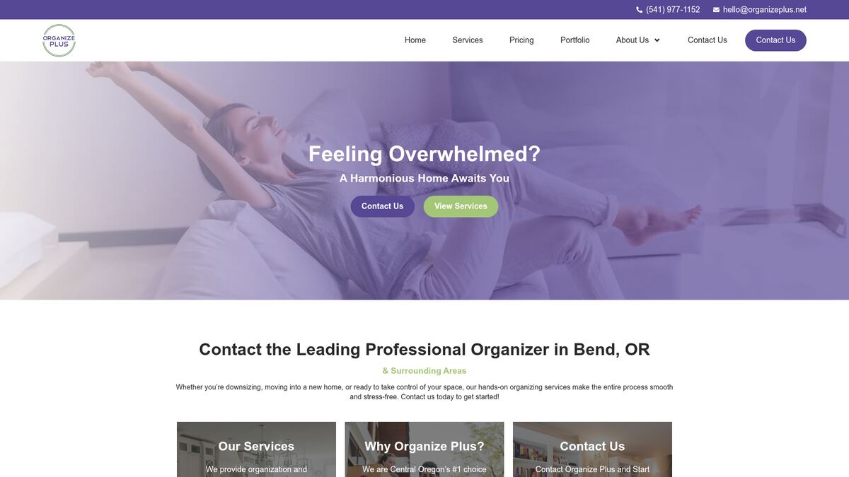 Organize Plus website screenshot