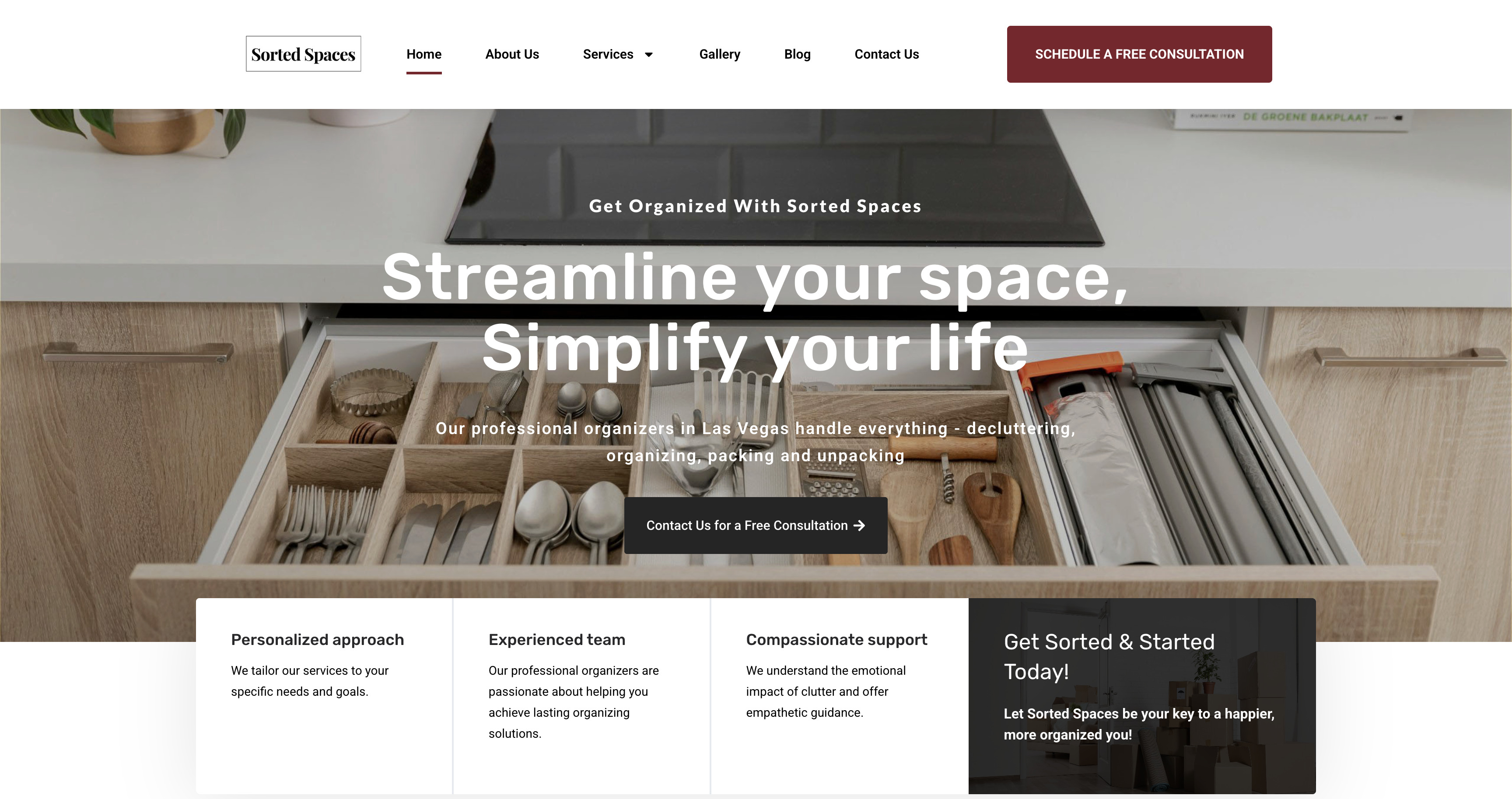 Sorted Spaces website screenshot