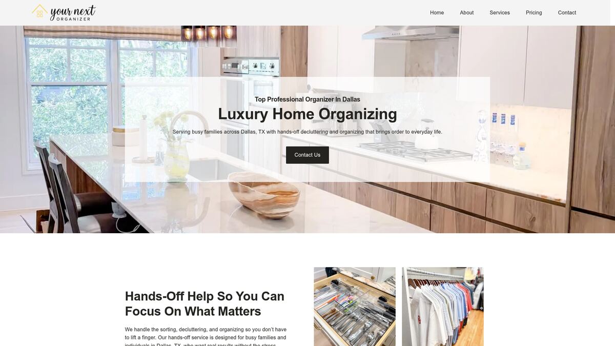 Your Next Organizer website screenshot