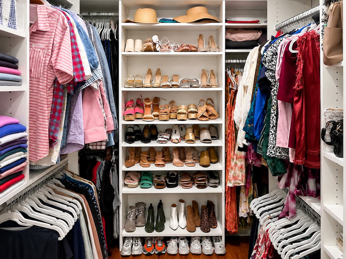 Beautifully organized walk-in closet in a New Orleans home