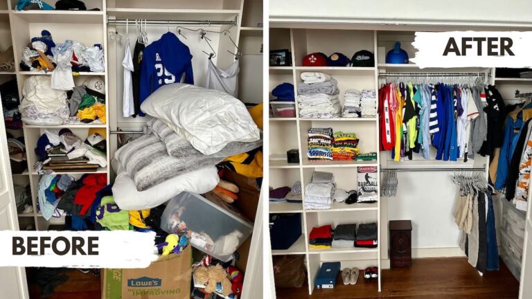 Kids Closet Organization Before and After