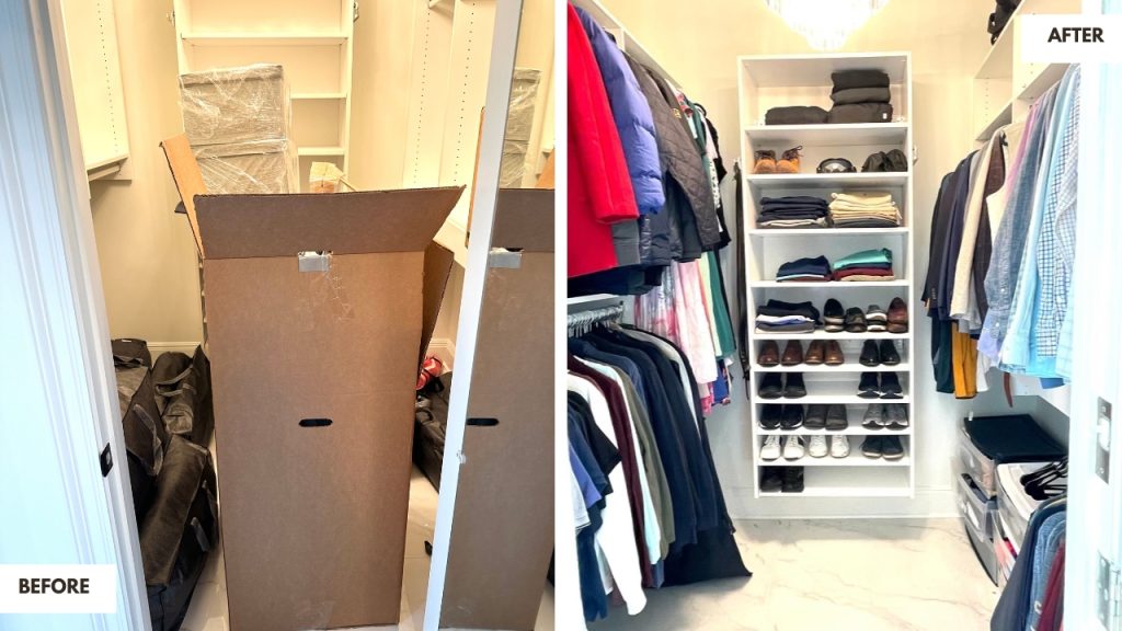 Unpacking & Organizing a Walk-in Closet
