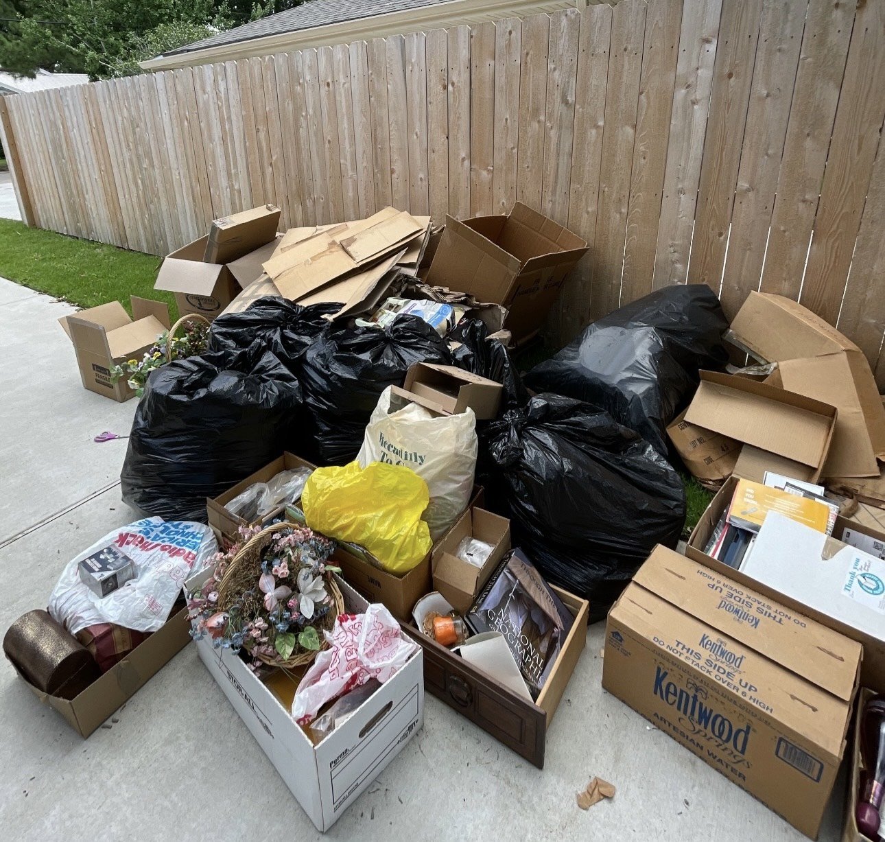 Decluttering Donations in Driveway