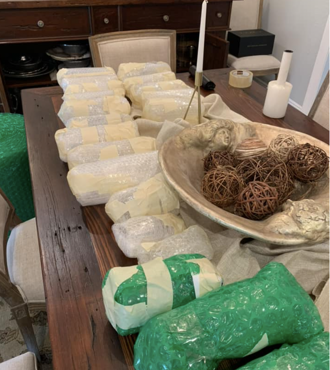 Bubble Wrapped Items Ready for Packing