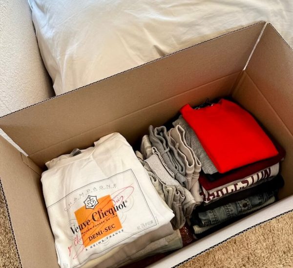 Clothes Packed in a Moving Box